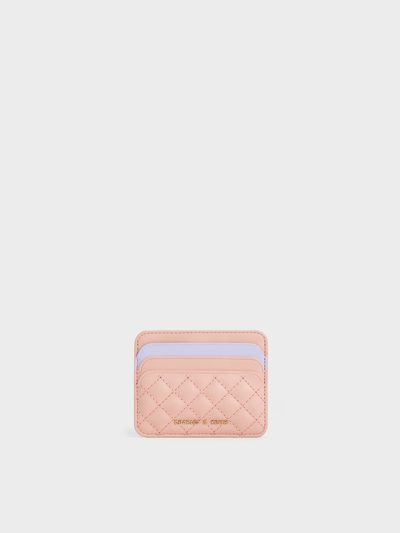 Charles & Keith Quilted Multi-slot Card Holder In Pink