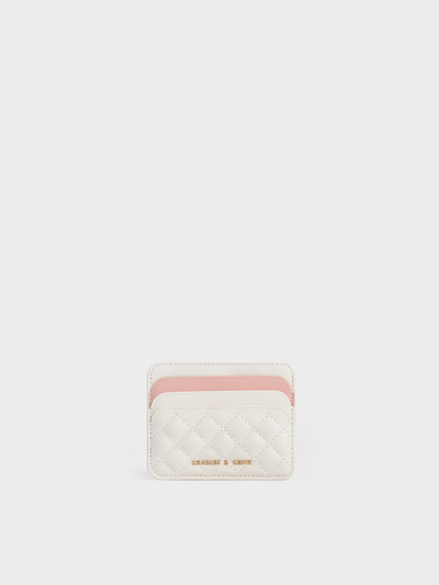 Charles & Keith Quilted Multi-slot Card Holder In Cream