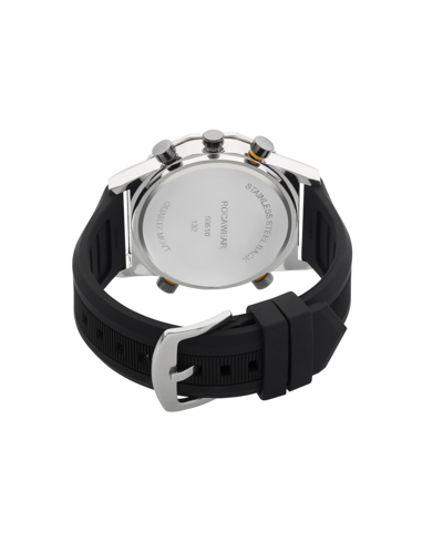 Shop Rocawear Men's Analog-digital Black Silicone Strap Watch 46mm In Silver,black