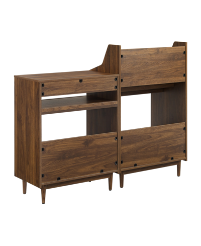 Crosley Furniture Liam 2pc Medium-density Fiberboard (mdf) Record Player Stand And Vinyl Storage Set In Walnut