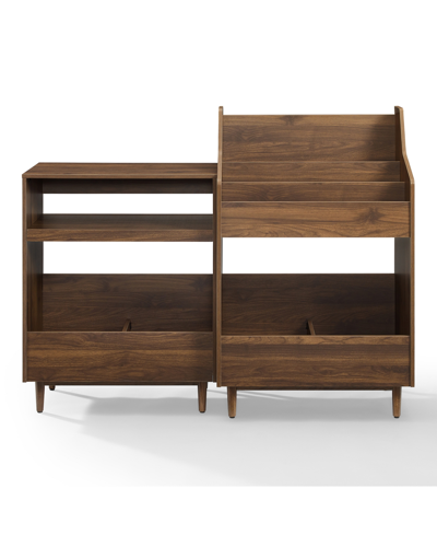 Crosley Furniture Liam 2pc Medium-density Fiberboard (mdf) Record Player Stand And Vinyl Storage Set In Walnut