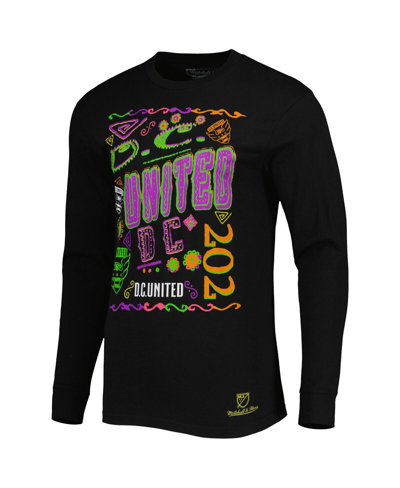 Shop Mitchell & Ness Men's  Black D.c. United Papel Picado Long Sleeve T-shirt