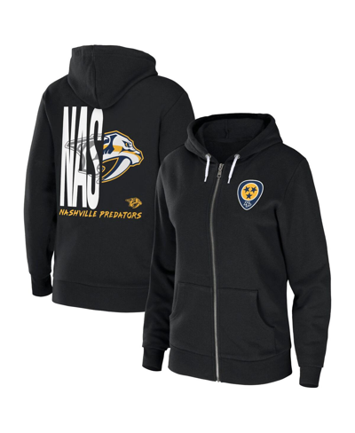 Wear By Erin Andrews Black Nashville Predators Sponge Fleece Full-zip Hoodie In Black