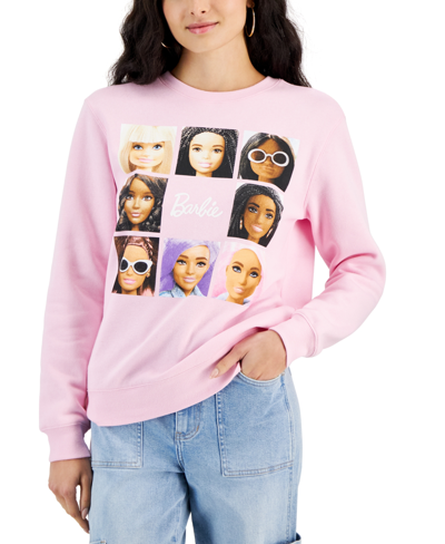 Shop Love Tribe Juniors' Barbie Grid Graphic Sweatshirt In Sweet Dreams