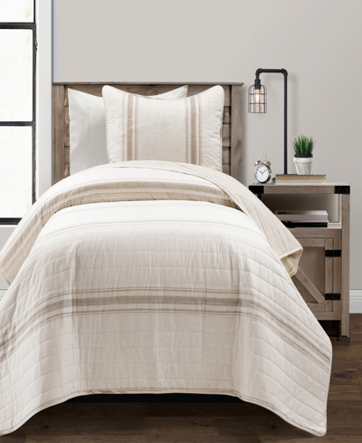 Lush Decor Farmhouse Stripe Reversible Cotton 2-piece Quilt, Twin/twin Xl In Neutral