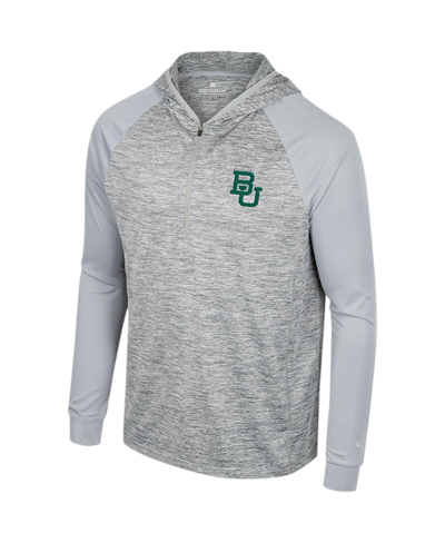 Colosseum Gray Baylor Bears Cybernetic Raglan Quarter-zip Hooded Top In Gray