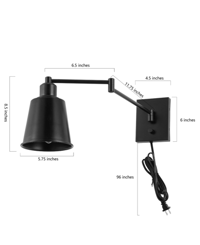 Jonathan Y Cary Iron Contemporary Swing Arm Wall Light In Black
