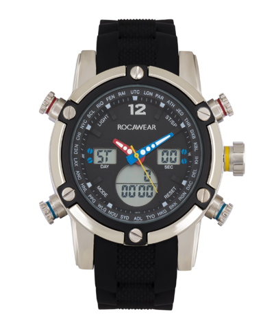 Shop Rocawear Men's Analog-digital Black Silicone Strap Watch 49.5mm