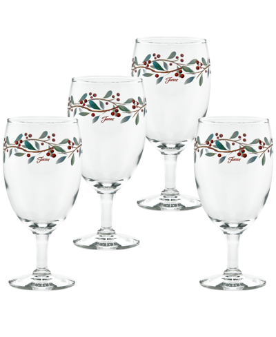 Fiesta Nutcracker Holly Tapered Cooler Glasses, Set Of 4 In Red,green
