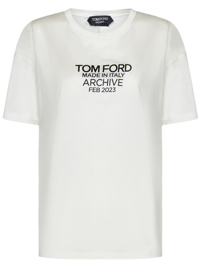 Shop Tom Ford Logo Printed Crewneck T In White