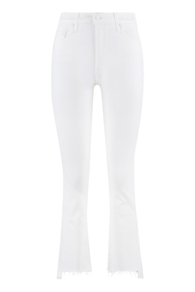 Shop Mother The Insider Frayed Edge Cropped Trousers In White