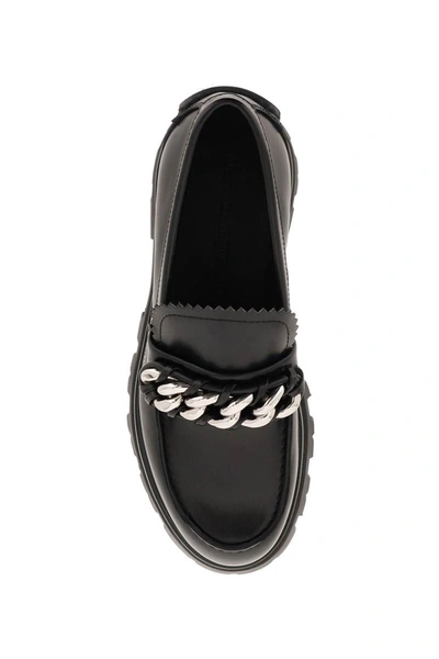 Shop Alexander Mcqueen Chain Penny Loafers In Black