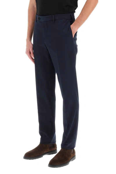 Shop Brunello Cucinelli Italian Fit Pants In American Pima Cotton In Blue