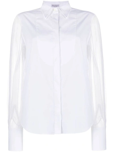 Shop Brunello Cucinelli Cotton Blend Shirt In White