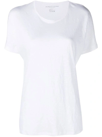 Shop Majestic Filatures Linen Blend T-shirt In White