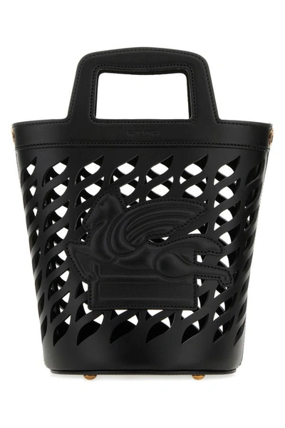 Shop Etro Woman Black Leather Coffa Bucket Bag