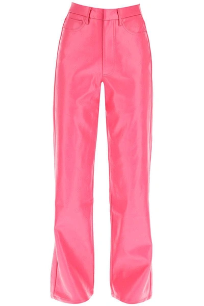 Shop Rotate Birger Christensen Rotate 'rotie' Monogram Faux Leather Pants In Fuchsia