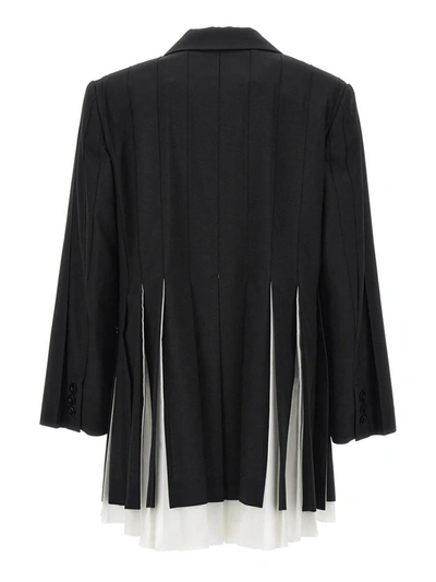 Shop Sacai Pleated Blazer Dress In White/black