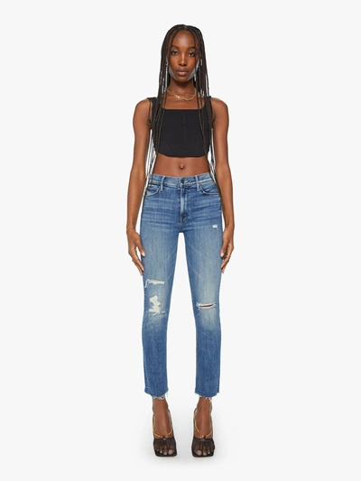 Shop Mother The Mid Rise Dazzler Ankle Fray Weekend Warrior Jeans In Blue