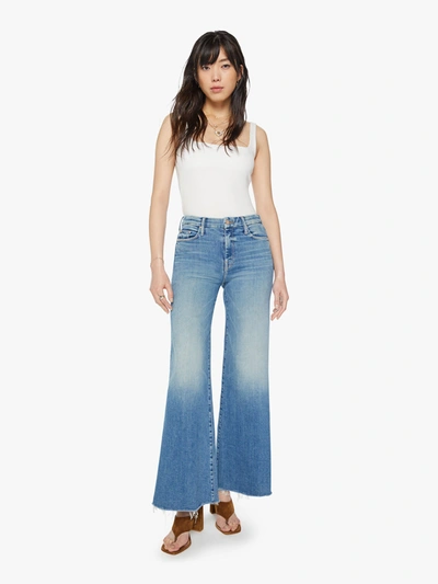 Shop Mother The Roller Fray Riding The Cliffside Jeans In Blue