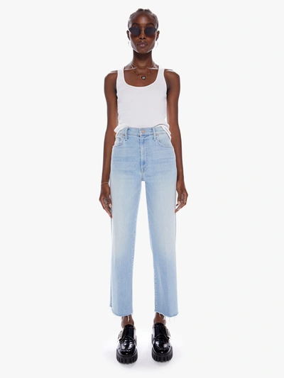 Shop Mother The Rambler Zip Ankle Fray Chill Pill Jeans In Blue