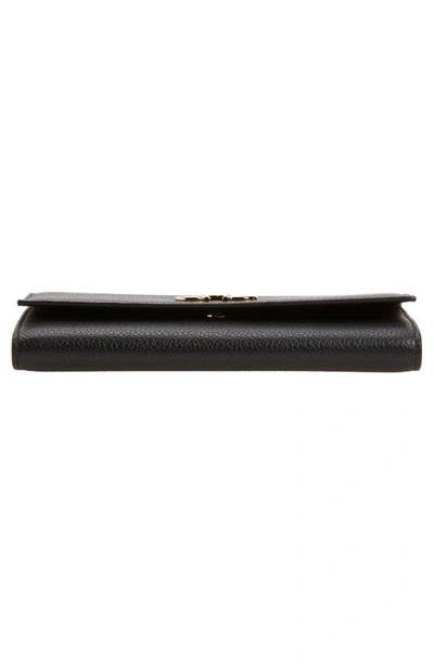 Ferragamo Gancino Flap Leather Wallet With Chain Strap In Nero