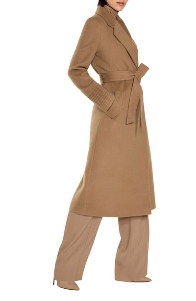 Shop Sentaler Belted Alpaca Blend Wrap Coat In Dark Camel