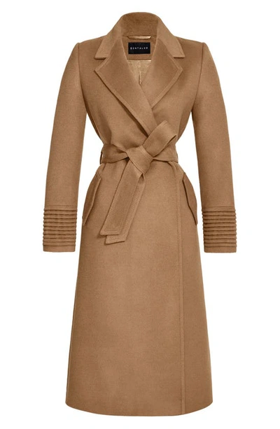 Shop Sentaler Belted Alpaca Blend Wrap Coat In Dark Camel