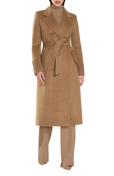 Shop Sentaler Belted Alpaca Blend Wrap Coat In Dark Camel