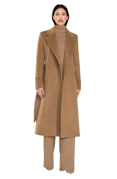 Shop Sentaler Belted Alpaca Blend Wrap Coat In Dark Camel