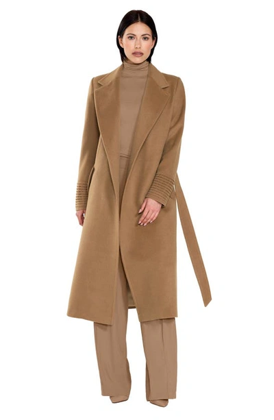 Shop Sentaler Belted Alpaca Blend Wrap Coat In Dark Camel