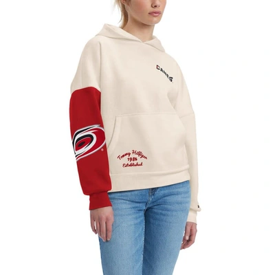 Shop Tommy Hilfiger Cream/red Carolina Hurricanes Harriet Pullover Hoodie