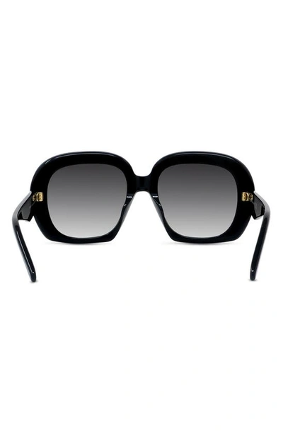Shop Loewe Curvy 53mm Square Sunglasses In Shiny Black / Gradient Smoke