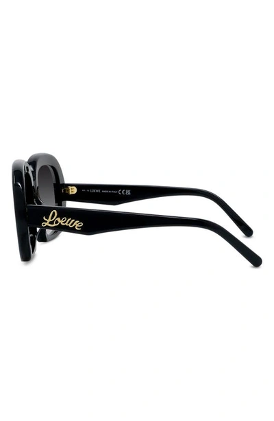 Shop Loewe Curvy 53mm Square Sunglasses In Shiny Black / Gradient Smoke