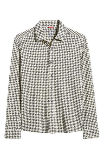 Shop Stone Rose Houndstooth Tech Fleece Button-up Shirt In Beige