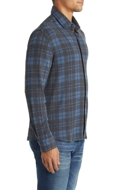 Shop Stone Rose Lumberjack Plaid Wrinkle Resistant Tech Fleece Button-up Shirt In Navy