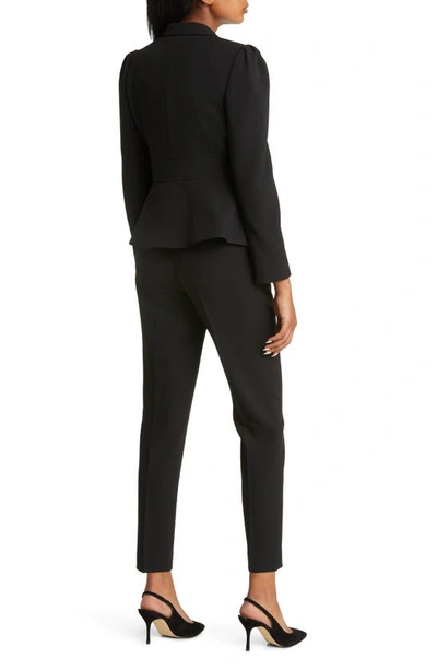 Tahari Asl Peplum Blazer & Tapered Pants Set In Black