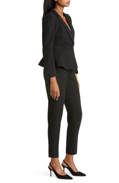 Tahari Asl Peplum Blazer & Tapered Pants Set In Black