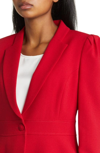 Tahari Asl Peplum Blazer & Tapered Pants Set In Red