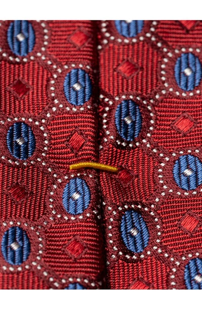 Shop Eton Oval Medallion Silk Tie In Medium Red