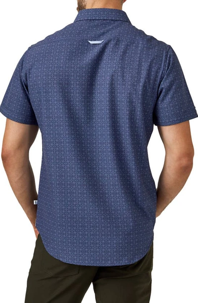 Shop 7 Diamonds Casablanca Short Sleeve Performance Button-up Shirt In Navy