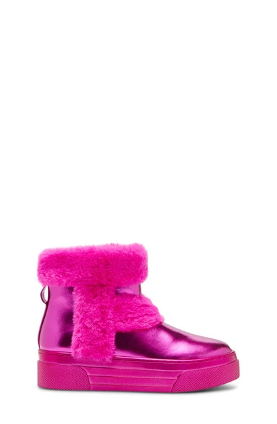 Shop Steve Madden Kids' Jbuunny Faux Fur Trim Metallic Boot In Pink