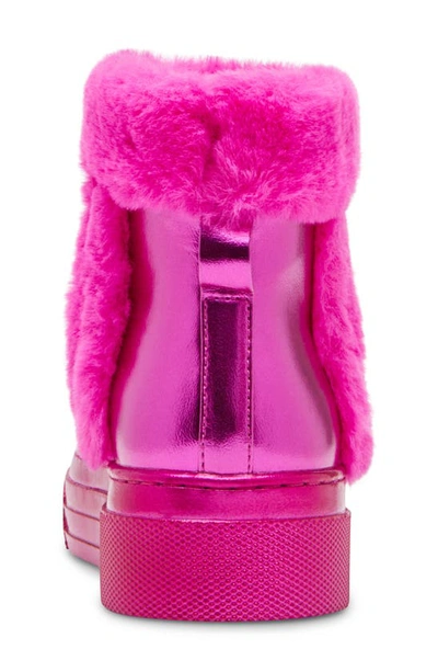 Shop Steve Madden Kids' Jbuunny Faux Fur Trim Metallic Boot In Pink