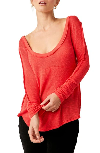 Shop Free People Cabin Fever Long Sleeve Top In Red Pop