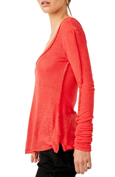 Shop Free People Cabin Fever Long Sleeve Top In Red Pop