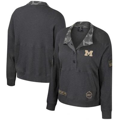Shop Colosseum Heather Charcoal Michigan Wolverines Oht Military Appreciation Payback Henley Thermal Swe