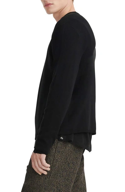 Shop Rag & Bone Harvey Crewneck Cotton & Linen Sweater In Black/ Black