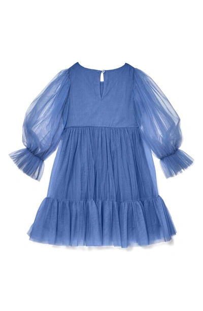 Shop Tutu Du Monde Kids' Neva Beaded Long Sleeve Tulle Party Dress In Indigo