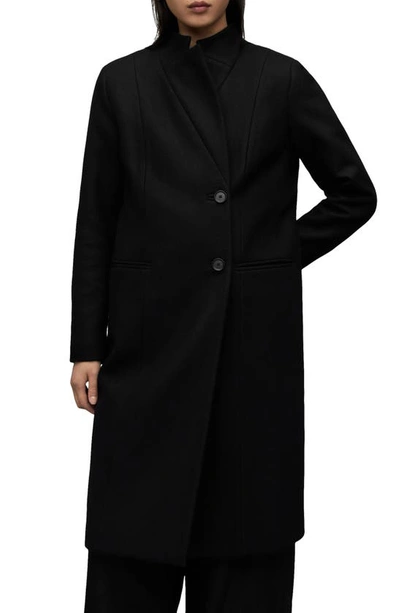 Shop Allsaints Sidney Wool Blend Coat In Black