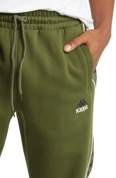 Shop Kappa 222 Banda Braxas Omini Logo Tape Brushed Fleece Joggers In Green Cypress